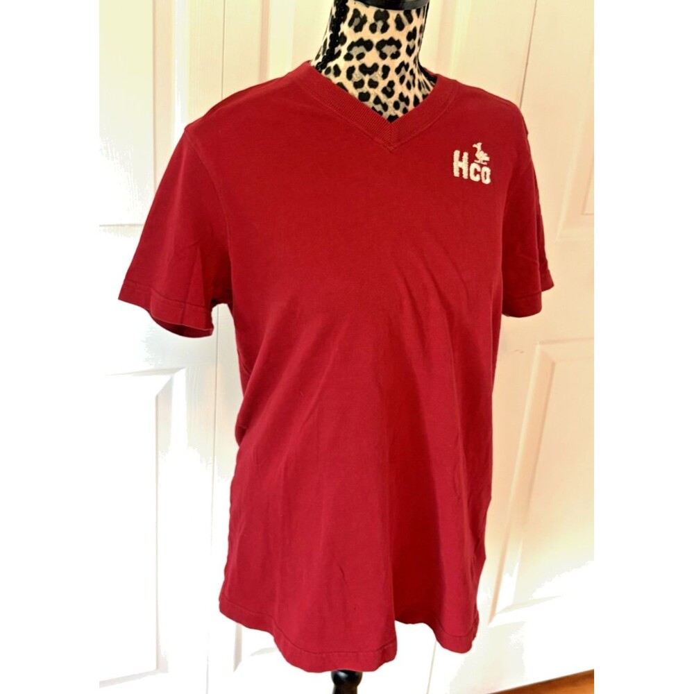 Hollister Co. Super Soft Embroidered V-Neck Tee Red Unisex Large
